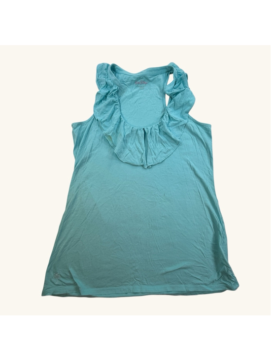 Lilly Pulitzer Tops - Lilly Pulitzer Aqua Blue Ruffle Neck Sleeveless Tank Top Women’s Large
